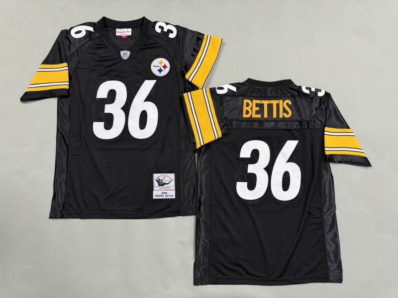 Men 2025 Pittsburgh Steelers #36 Bettis black Throwback Limited NFL Jersey style 003